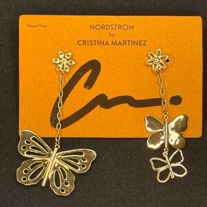 Nordstrom Gold Asymmetrical Butterfly Earrings